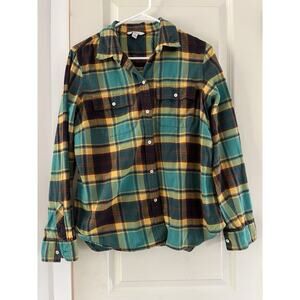 LL Bean Signature Plaid Flannel Shirt Button Up Long Sleeve Top Medium 293404